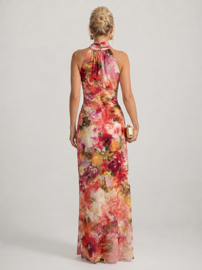 Ellie | Halter Neck Floral Print Maxi Dress