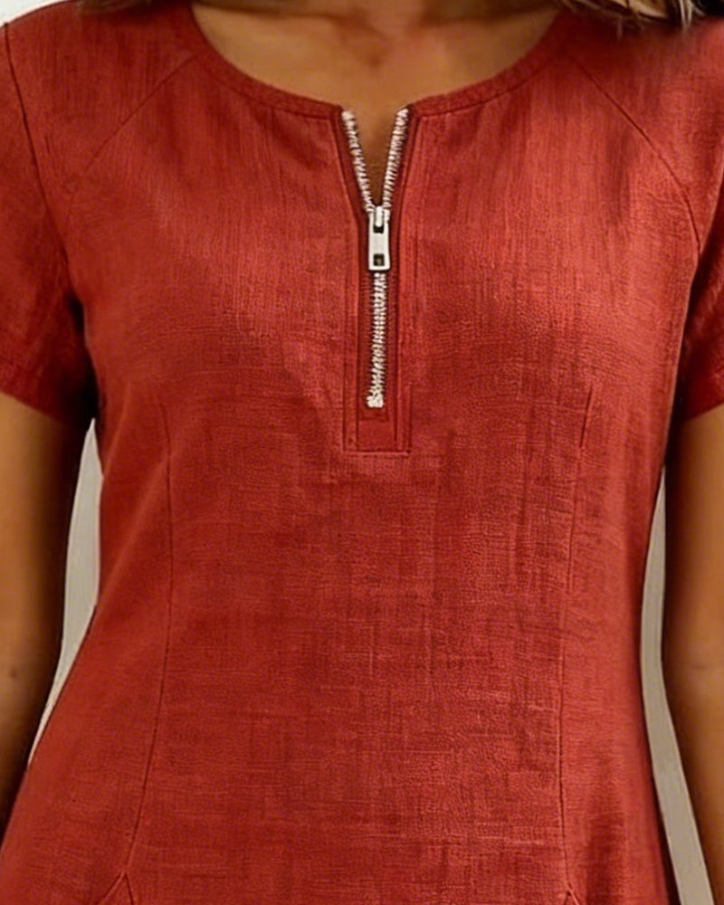 Abbey | Zipper Cotton Dress