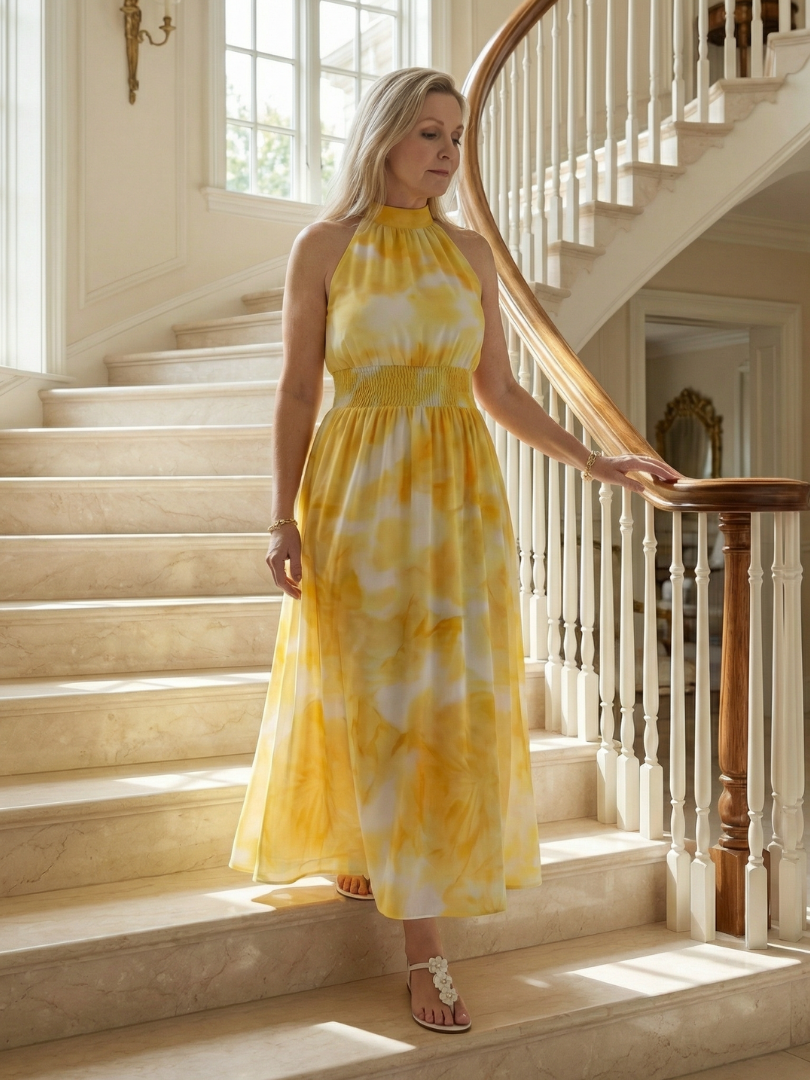 Hannah | Gathered Halter Midi Dress