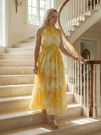Hannah | Gathered Halter Midi Dress