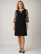 Grace | Embroidered Mesh Sleeve Mini Dress