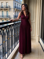 Paige | Sleeveless Pleated V Neck Midi Dress