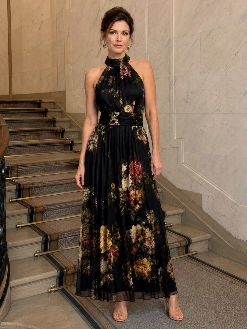Bonnie | Floral Halter Neck Midi Dress