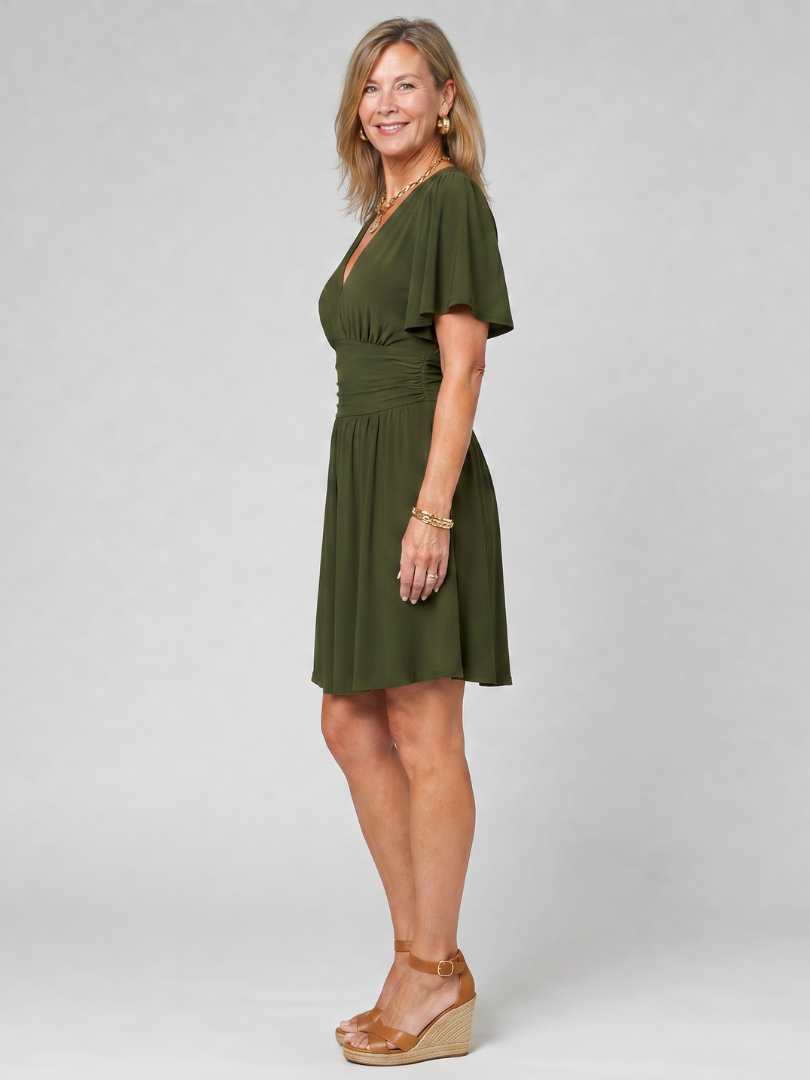 Mia | Flutter Sleeve V Neck Mini Dress