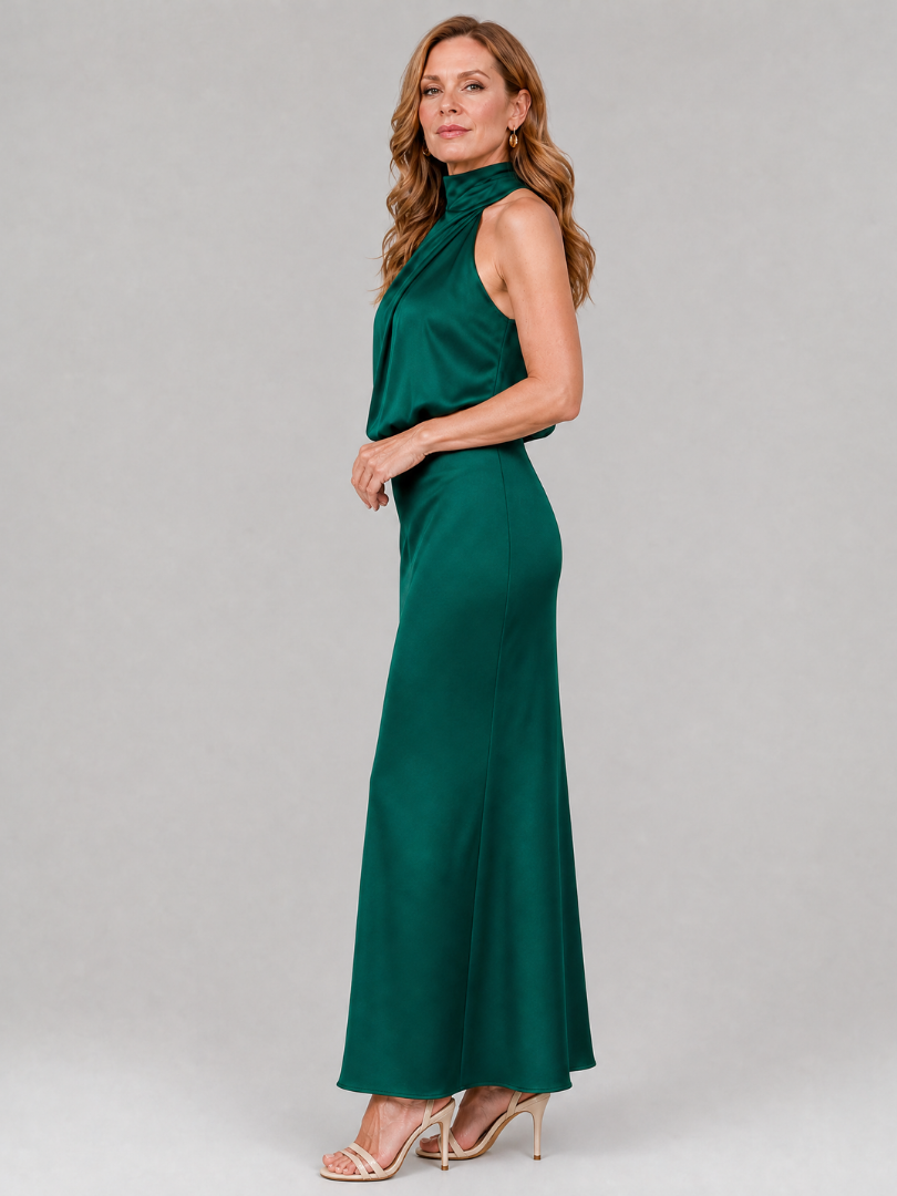 Tahlia | Sleeveless Draped Neck Midi Dress