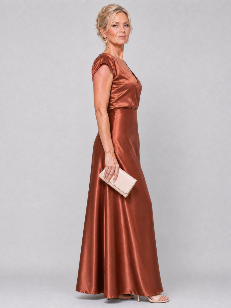 Brooke | Cap Sleeve Wrap Bodice Maxi Dress