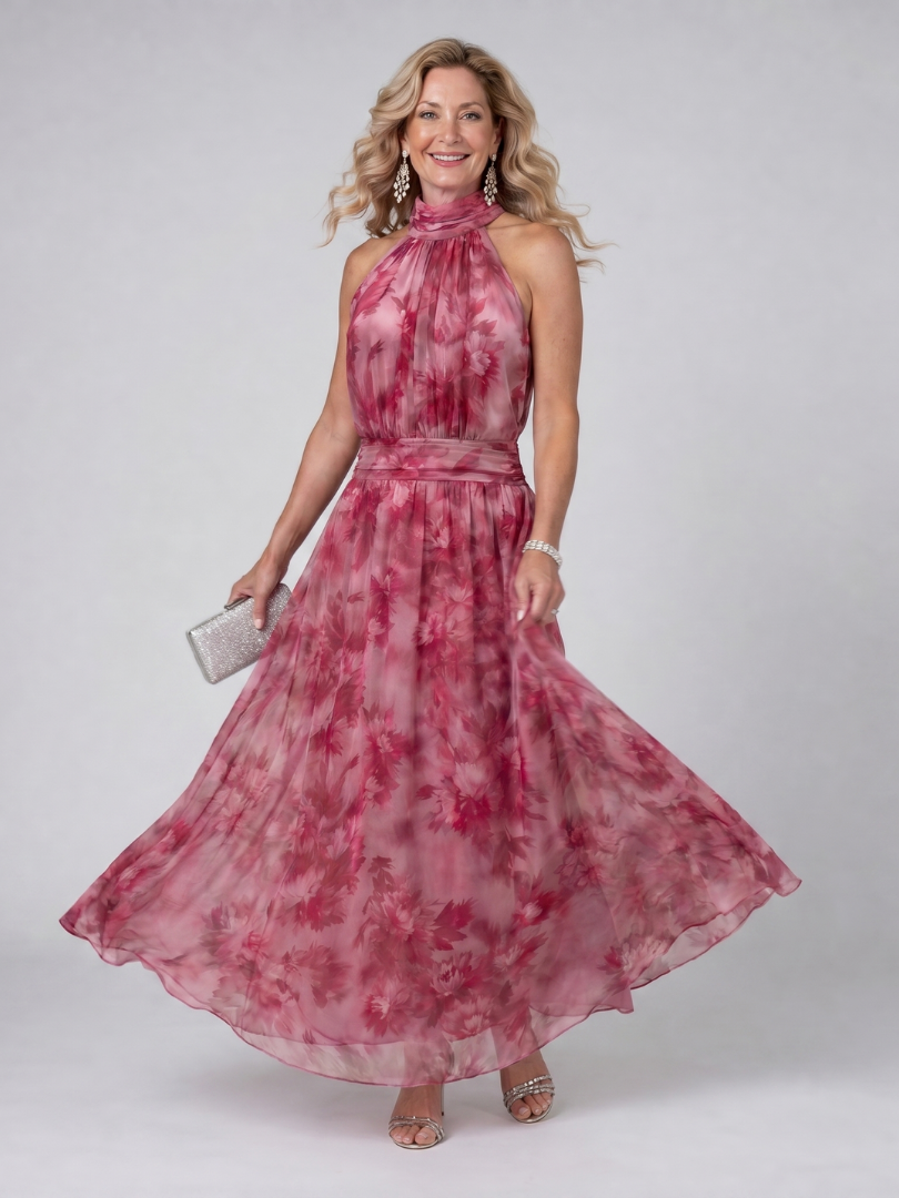 Eliza | Soft Halter Neck Midi Dress