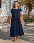 Liana | Minimal Short Sleeve Relaxed Midi Dress