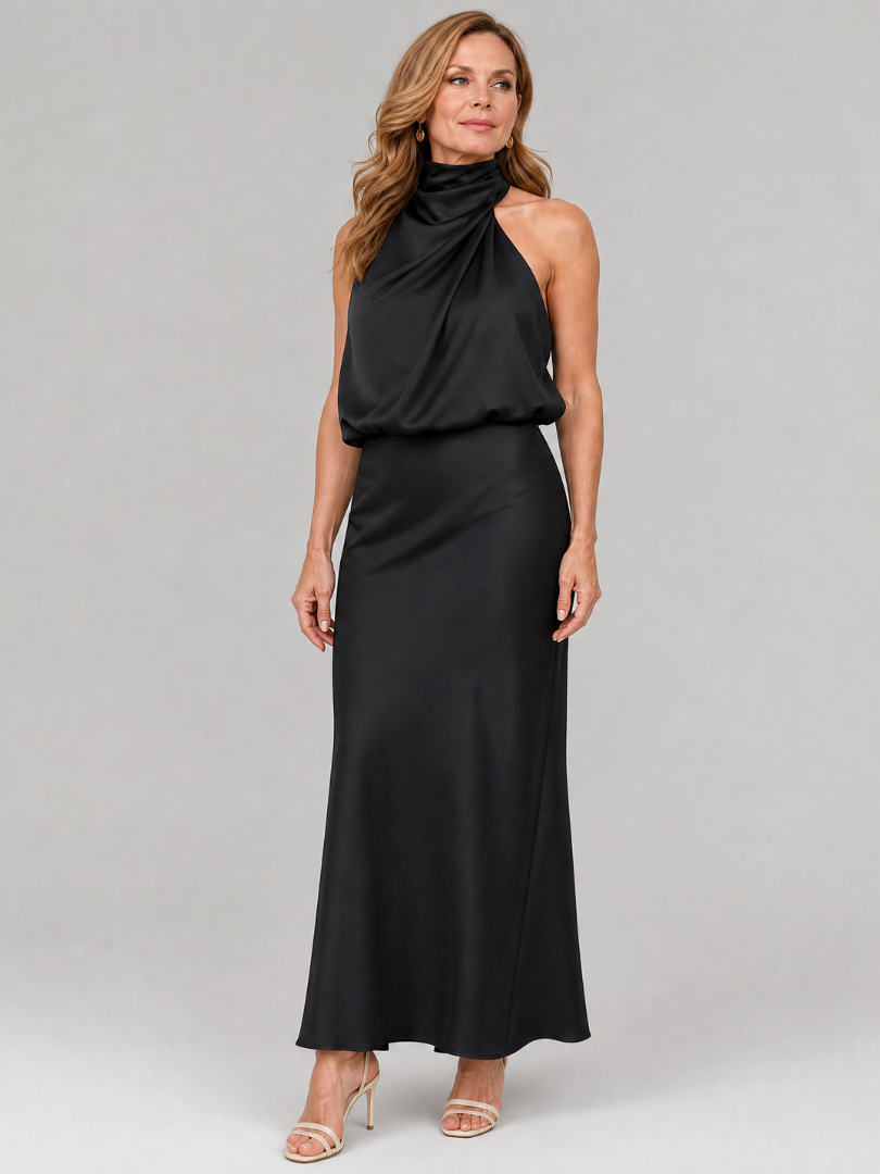 Tahlia | Sleeveless Draped Neck Midi Dress