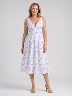 Amelia | Sleeveless Floral V Neck Midi Dress