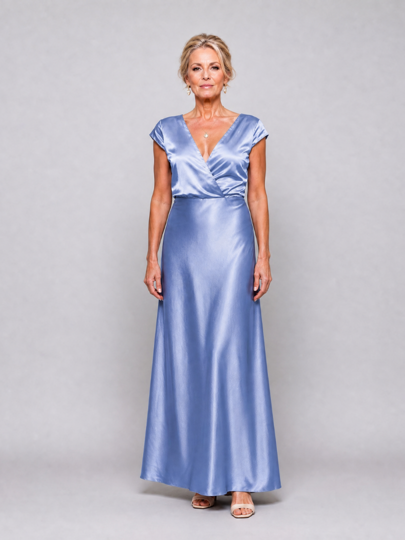 Brooke | Cap Sleeve Wrap Bodice Maxi Dress