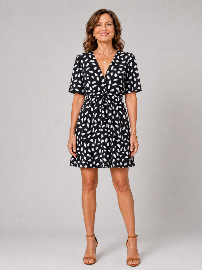 Olivia | Printed Button Front Mini Dress