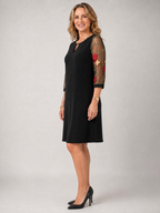 Grace | Embroidered Mesh Sleeve Mini Dress