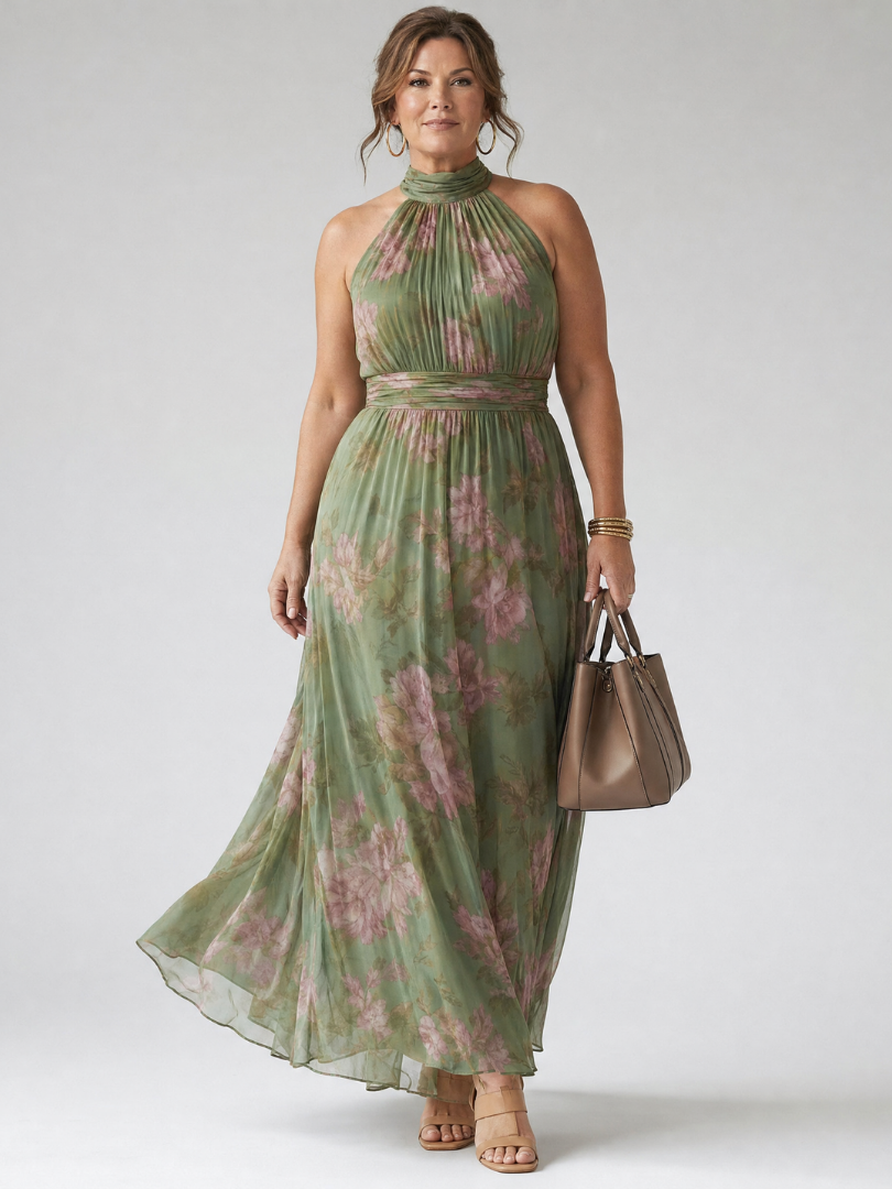 Mackenzie | Gathered Halter Midi Dress