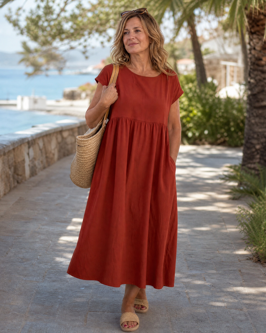 Liana | Minimal Short Sleeve Relaxed Midi Dress