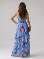 Daisy | Halter Neck Ruched Bodice Floral Maxi Dress