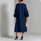 Ivy | Floral Cuff Sleeves Midi Dress