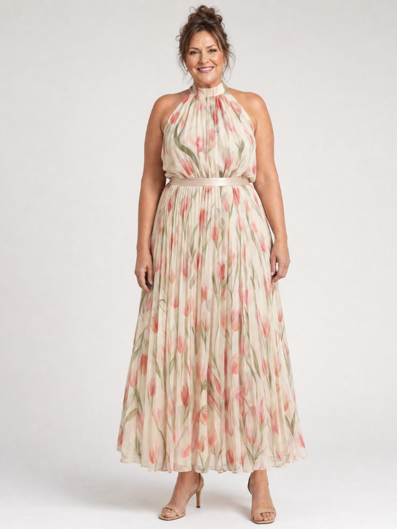 Millie | Halter Neck Floral Midi Dress