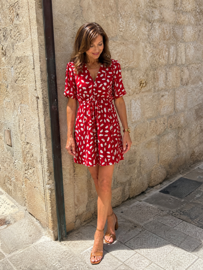 Olivia | Printed Button Front Mini Dress
