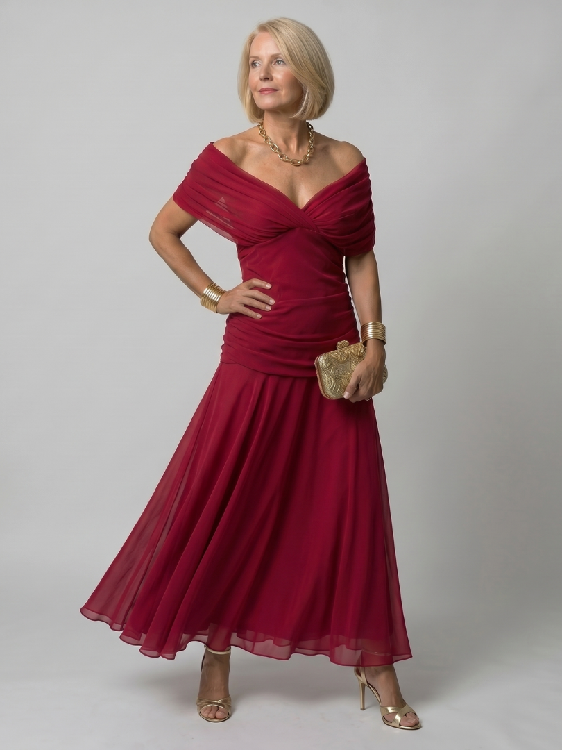 Caitlin | Off Shoulder Flow Midi Dress