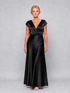 Brooke | Cap Sleeve Wrap Bodice Maxi Dress