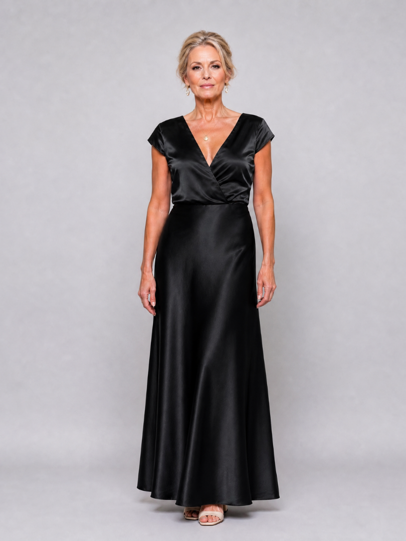 Brooke | Cap Sleeve Wrap Bodice Maxi Dress