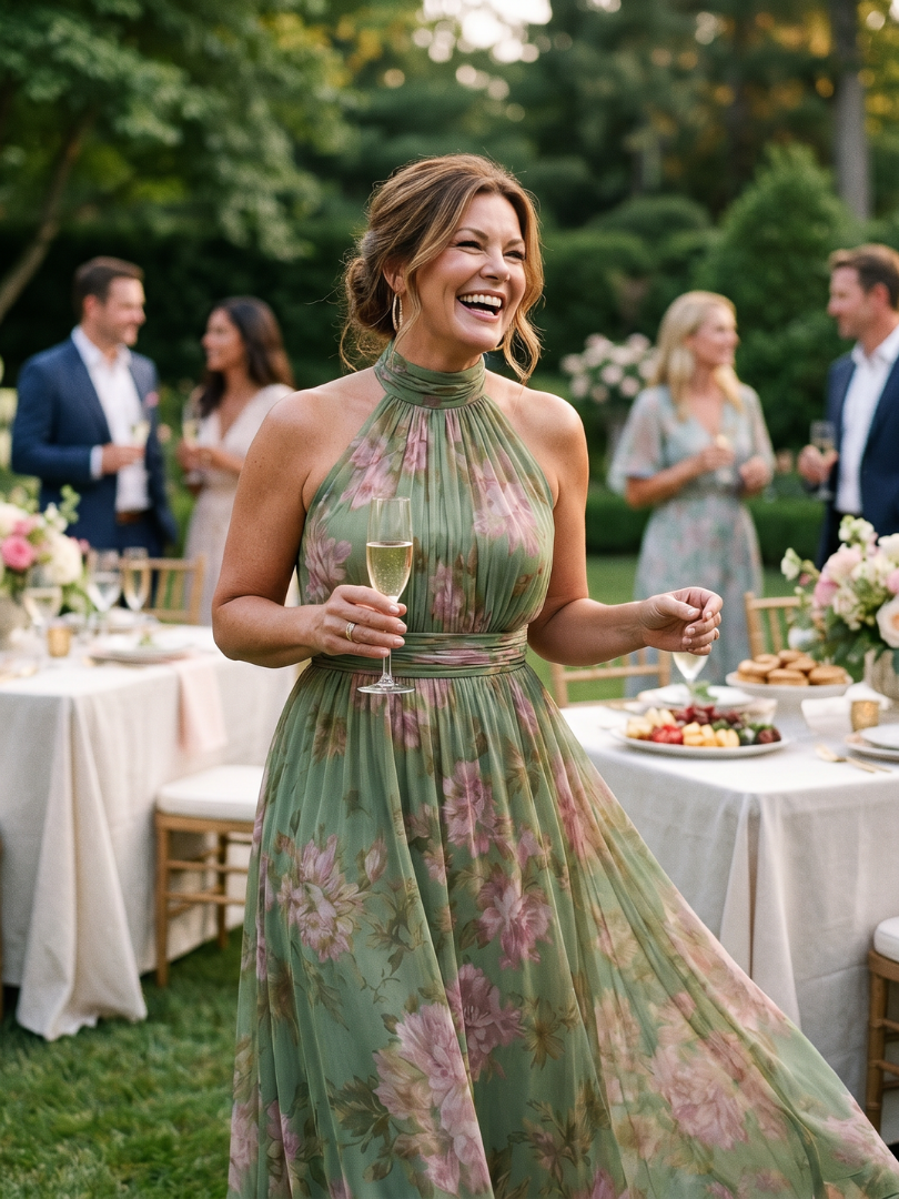 Mackenzie | Gathered Halter Midi Dress