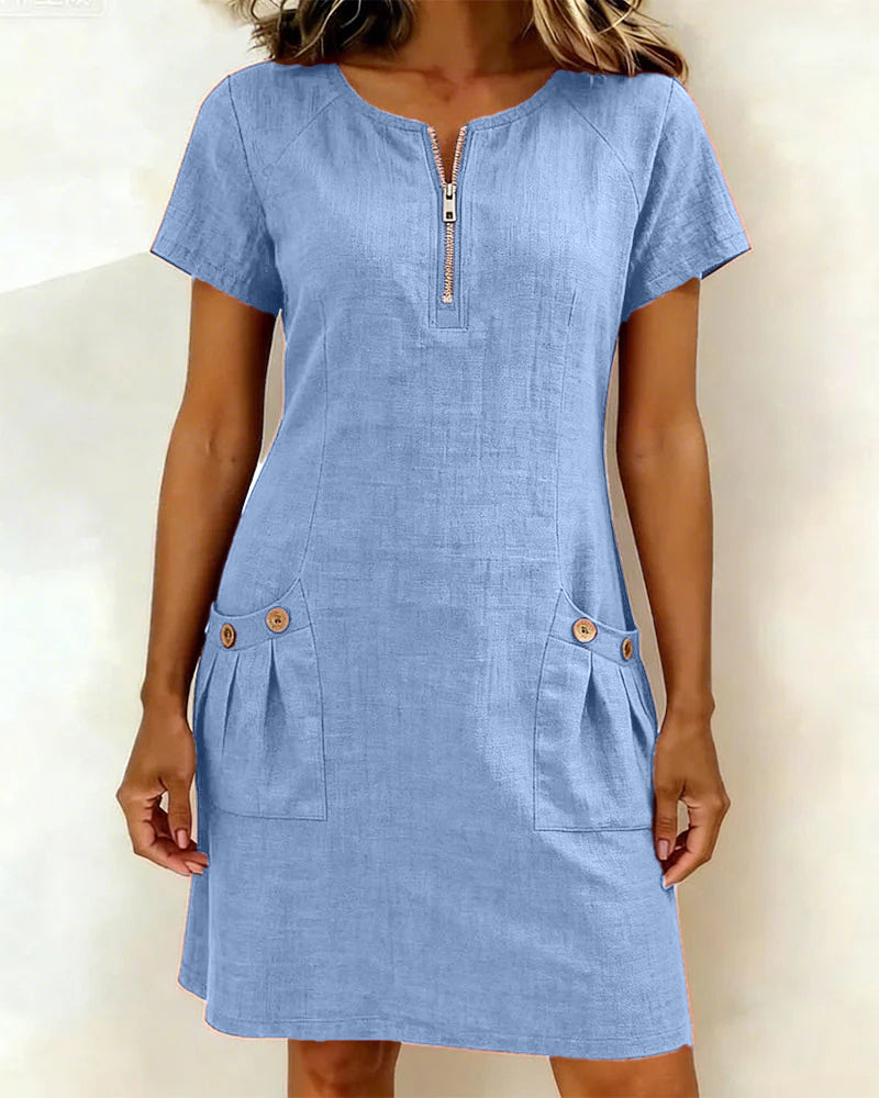 Abbey | Zipper Cotton Dress