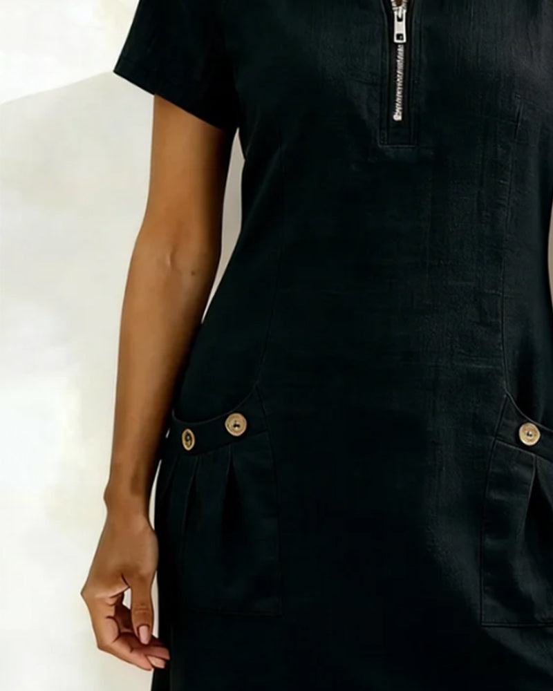 Abbey | Zipper Cotton Dress