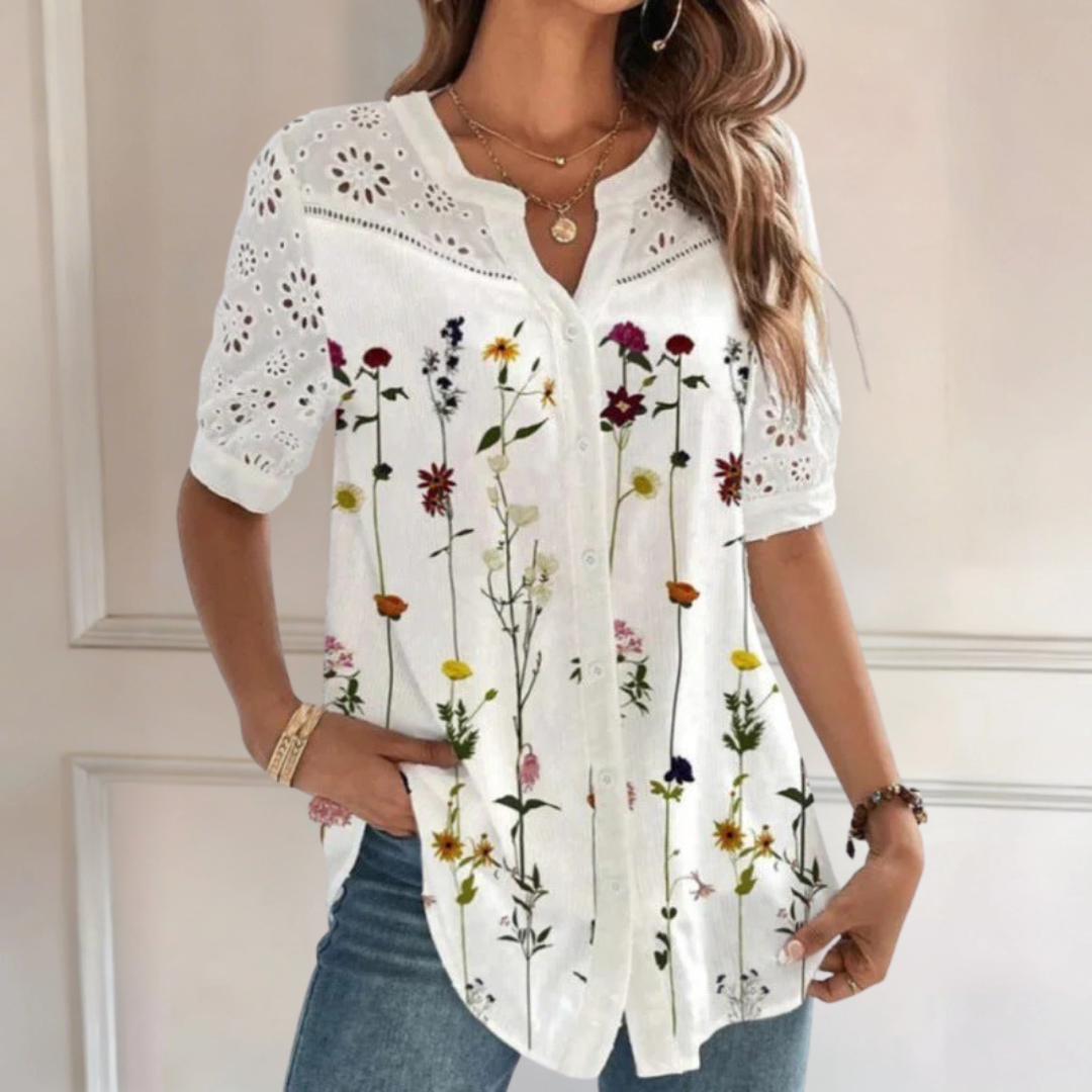 Sofia | Casual Lace Printed Blouse
