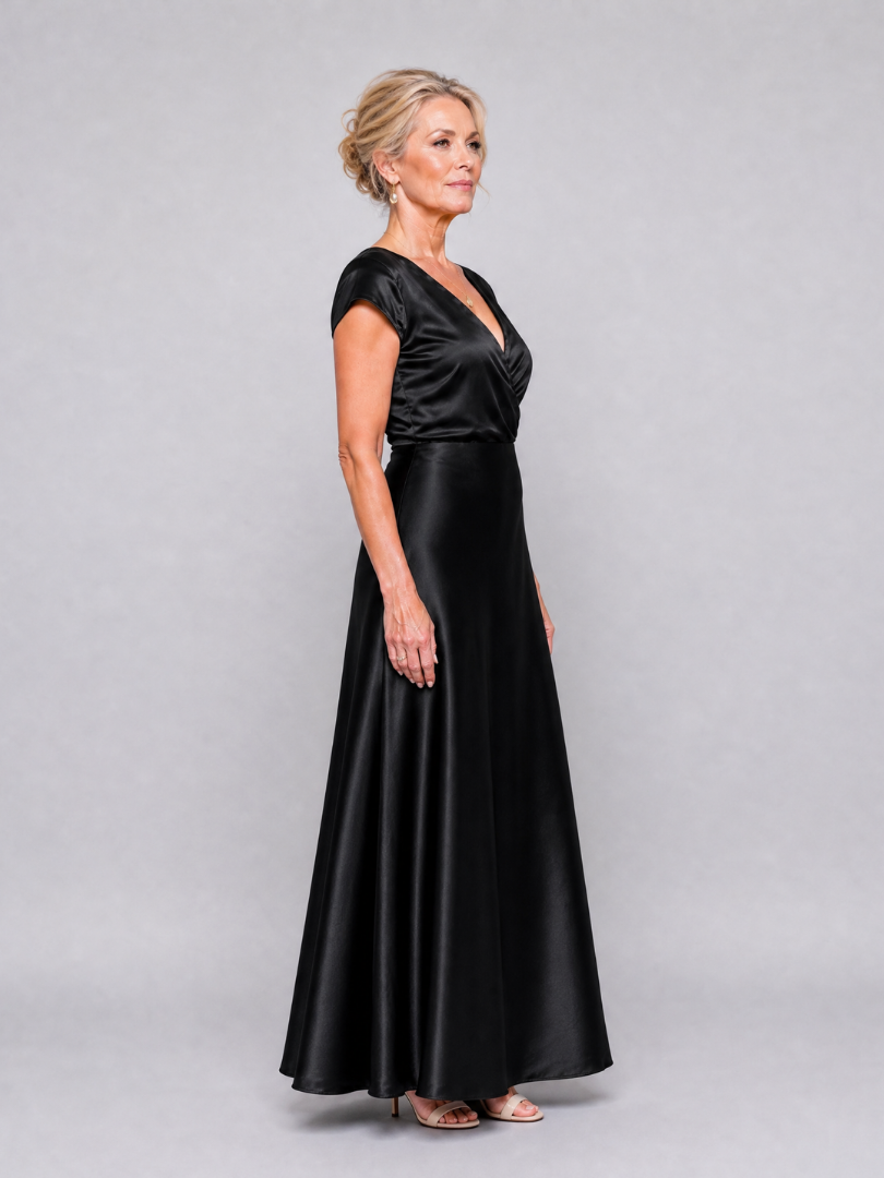 Brooke | Cap Sleeve Wrap Bodice Maxi Dress