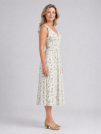 Amelia | Sleeveless Floral V Neck Midi Dress