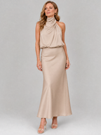 Tahlia | Sleeveless Draped Neck Midi Dress
