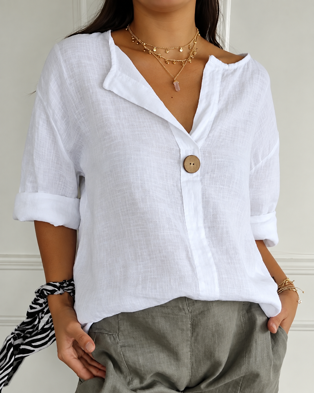 Eliza | Relaxed Linen V-Neck Top