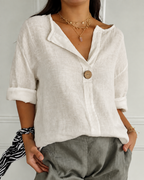Eliza | Relaxed Linen V-Neck Top