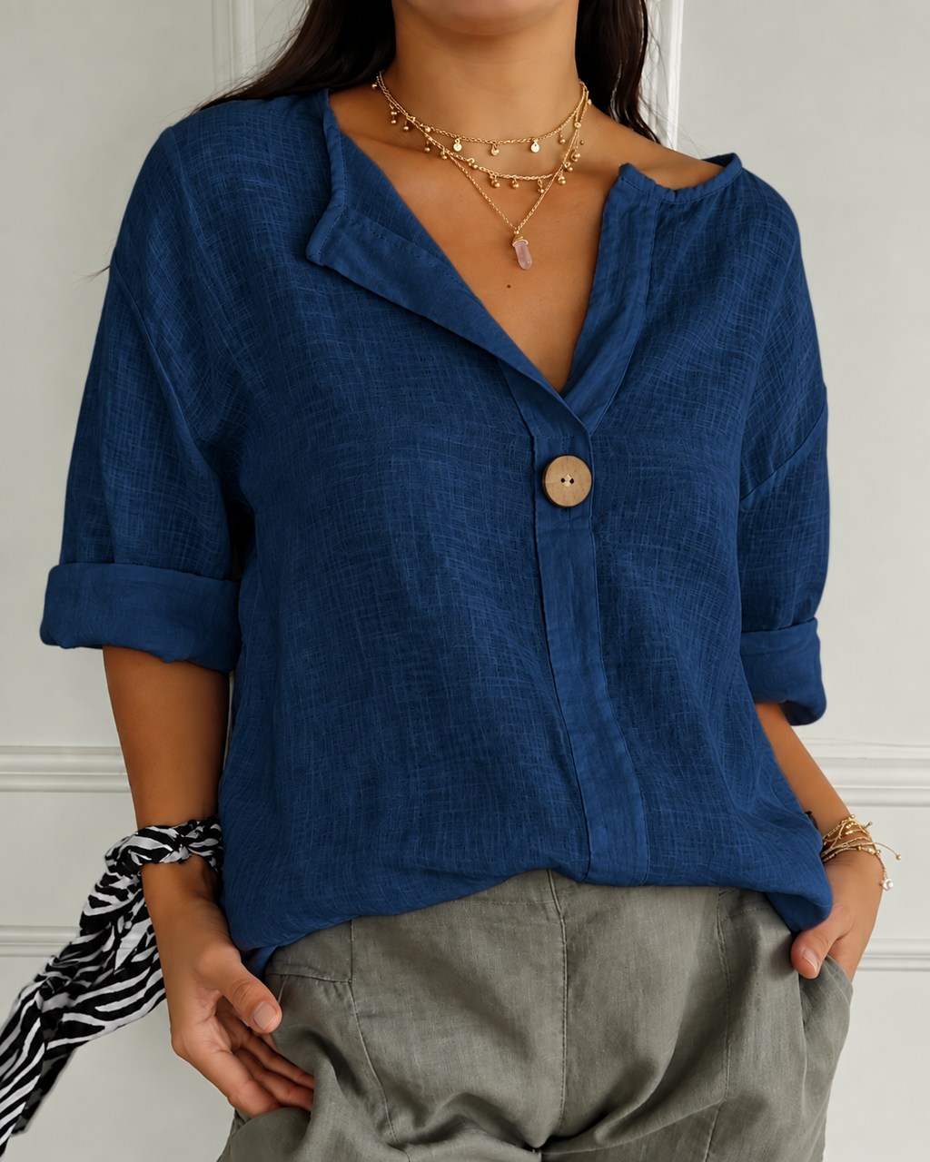 Eliza | Relaxed Linen V-Neck Top