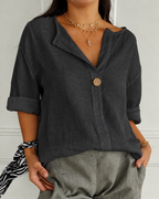 Eliza | Relaxed Linen V-Neck Top