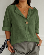 Eliza | Relaxed Linen V-Neck Top