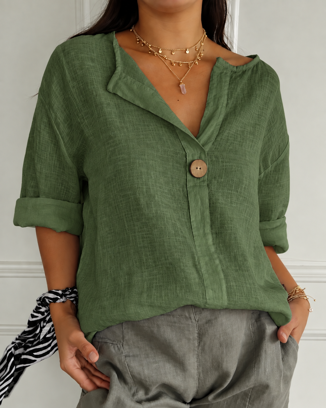 Eliza | Relaxed Linen V-Neck Top