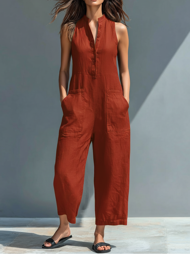 Gracie | Sleeveless Linen-Look Jumpsuit