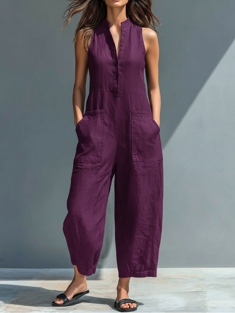 Gracie | Sleeveless Linen-Look Jumpsuit