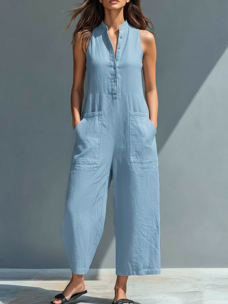 Gracie | Sleeveless Linen-Look Jumpsuit