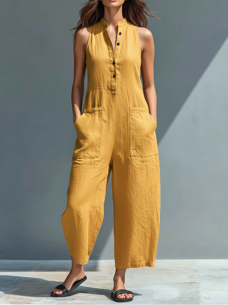 Gracie | Sleeveless Linen-Look Jumpsuit