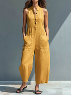 Gracie | Sleeveless Linen-Look Jumpsuit