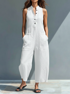 Gracie | Sleeveless Linen-Look Jumpsuit