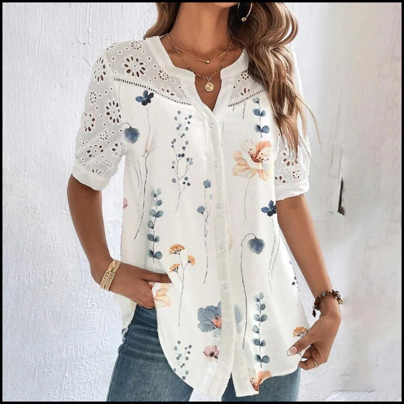 Sofia | Casual Lace Printed Blouse
