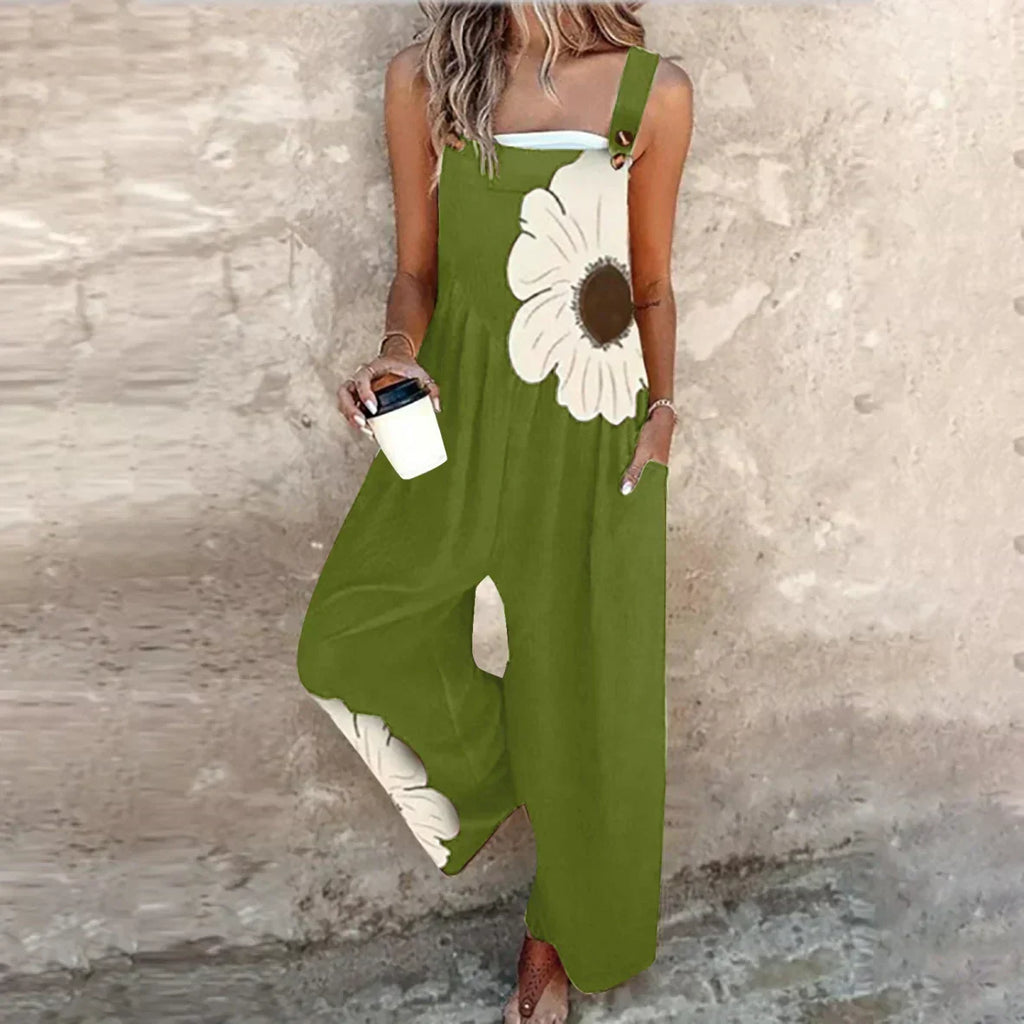 Comfortable Printed Overalls