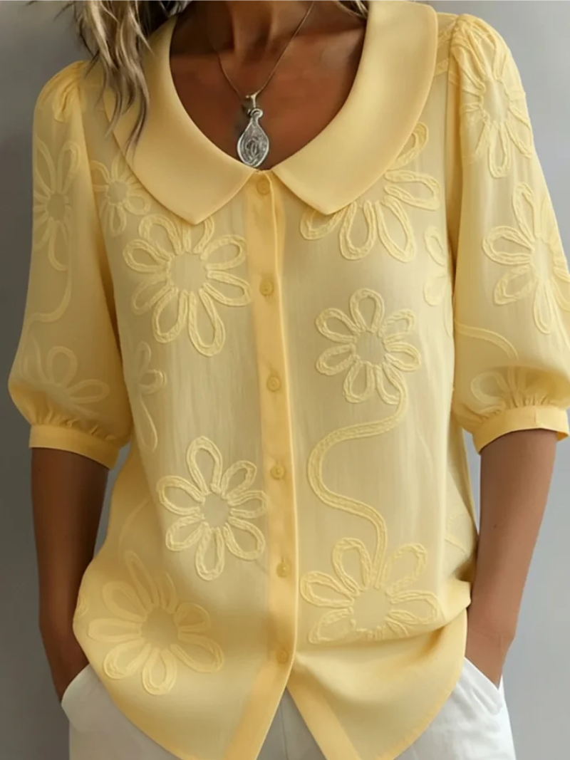 Tracey | Floral Blouse With Round Neckline