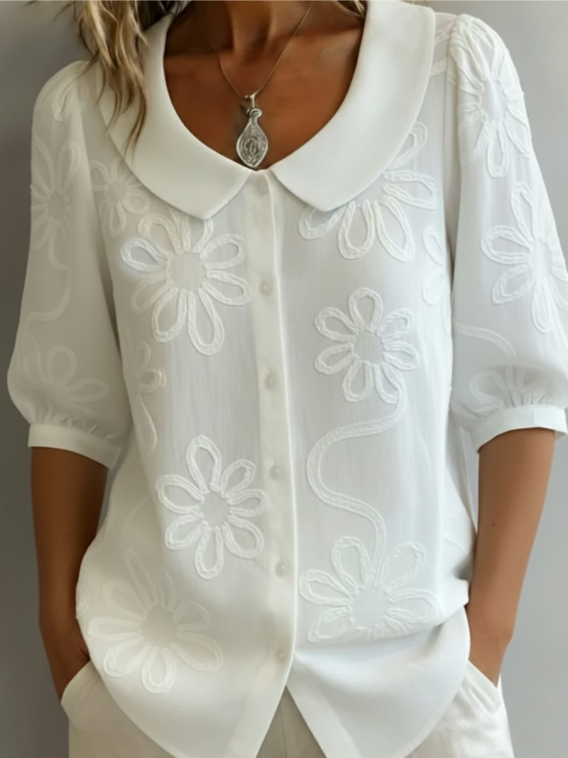 Tracey | Floral Blouse With Round Neckline