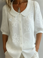 Tracey | Floral Blouse With Round Neckline